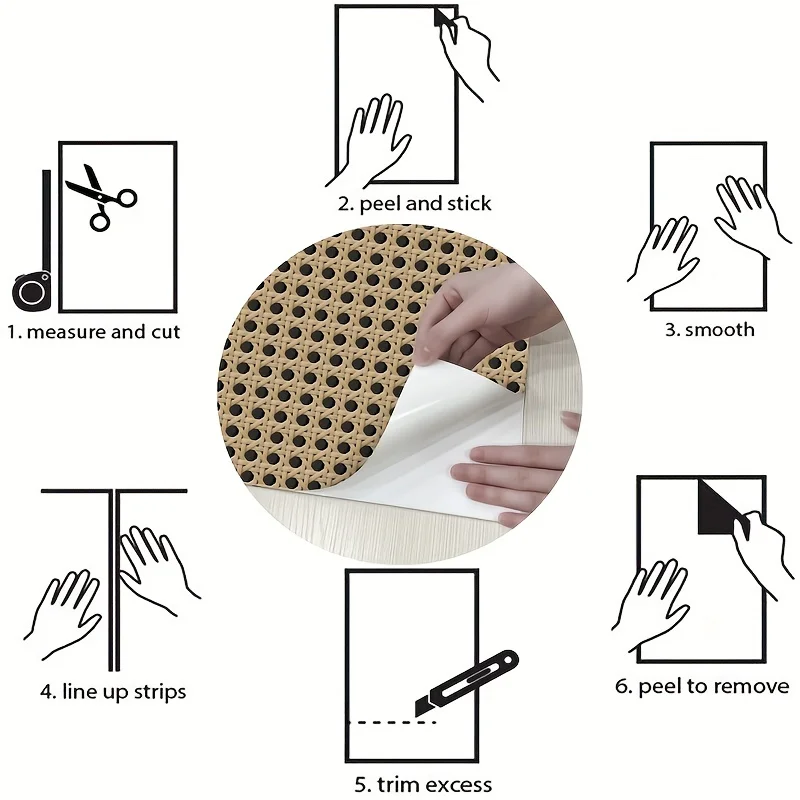 45cm Retro Rattan Pattern Self - đánh giá và giá Pvc Panel Background