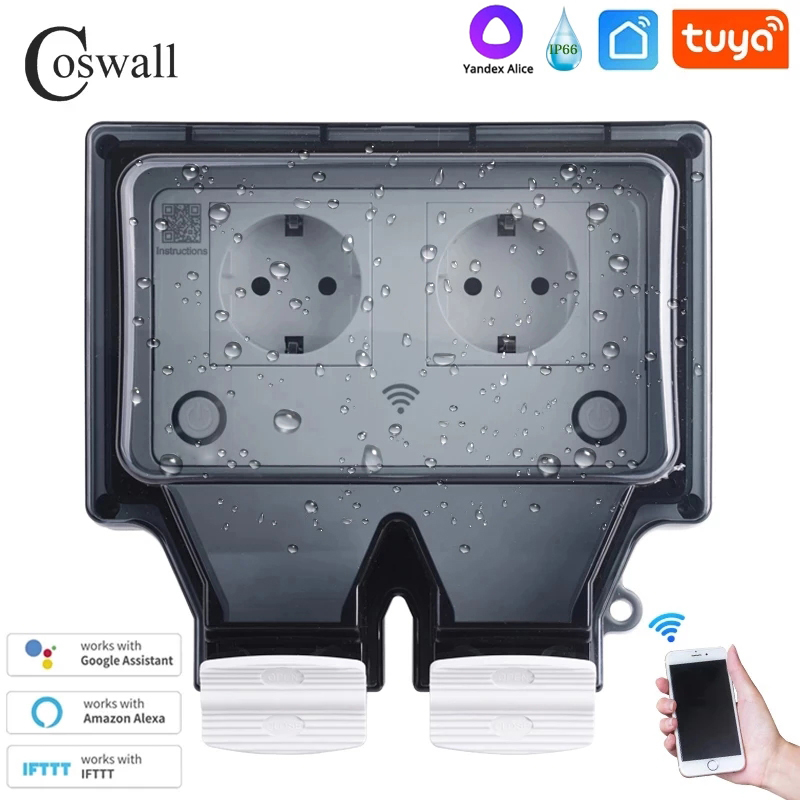 Coswall Tuya Wifi Yandex Alice - đánh giá và giá Timer Dual Outlet