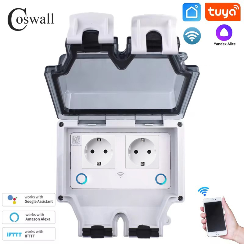 Coswall Tuya Wifi Yandex Alice - đánh giá và giá Timer Dual Outlet