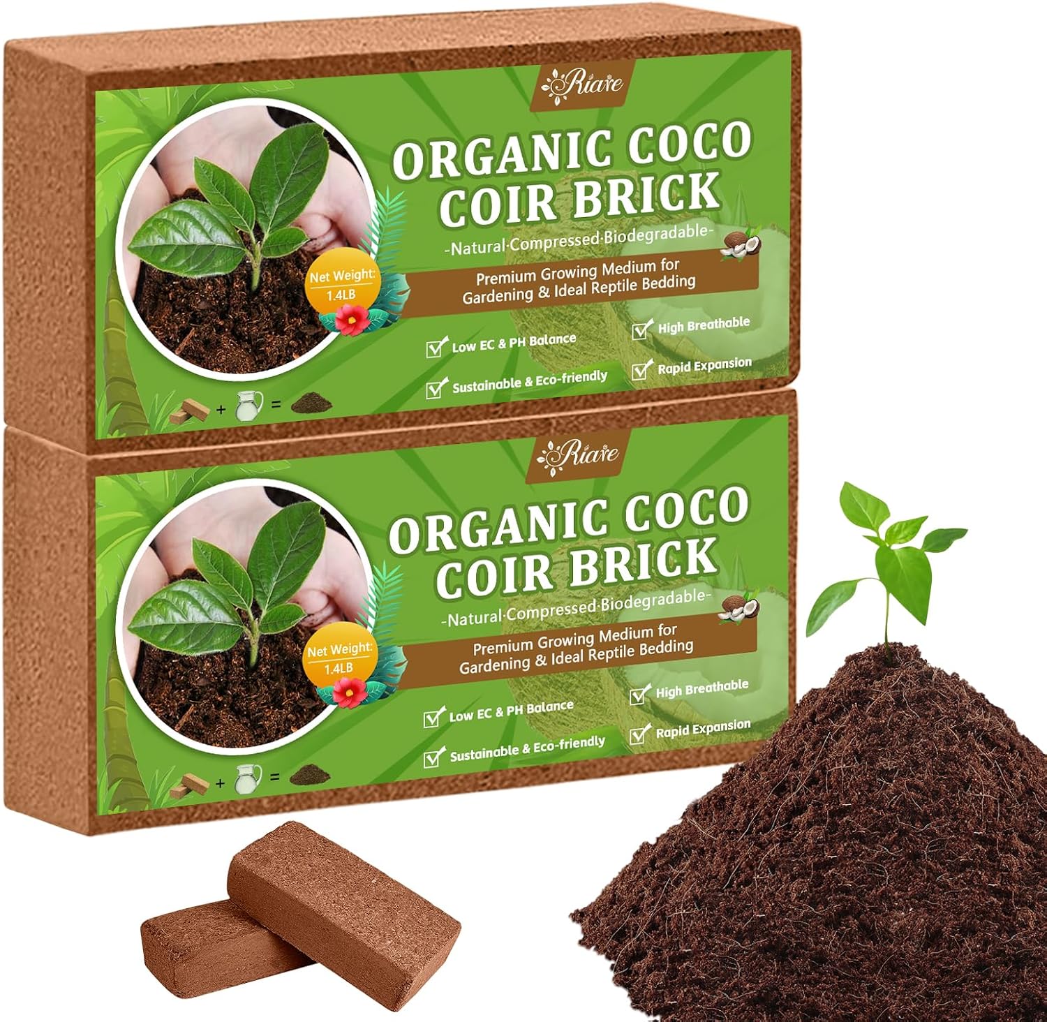 2pcs Organic Coco Coir Bricks  - đánh giá và giá Substrate Coconut Fiber